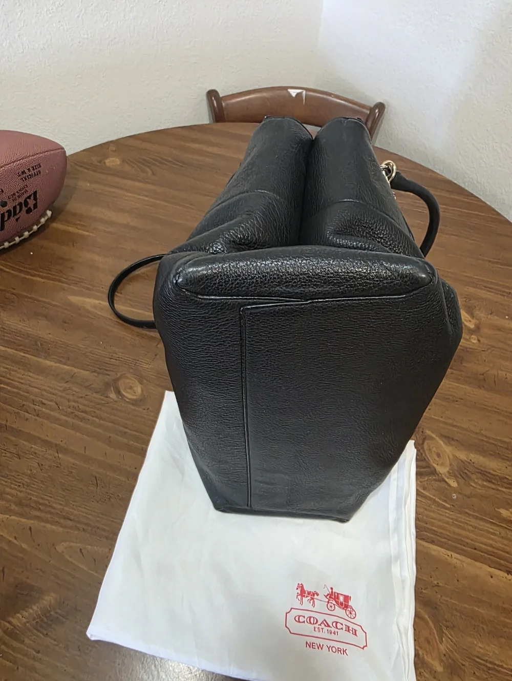 Coach  Burrough Bag  Black Pebbled Leather Satchel with Gold Hardware - Picture 5 of 13